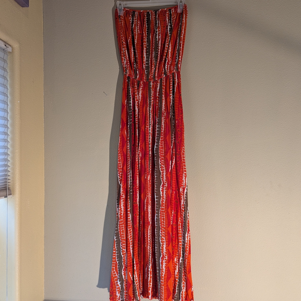 Victoria's Secret Red and Orange Maxi Dress